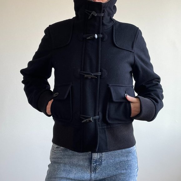 Jacob Connexion - Navy Blue Hooded Pea Coat - Picture 6 of 16